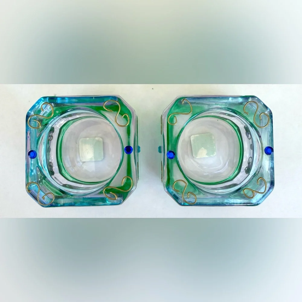 PartyLite Mardi Gras Tealight Candle Holder Pair (2) #P7271_NIB - Picture 3 of 6